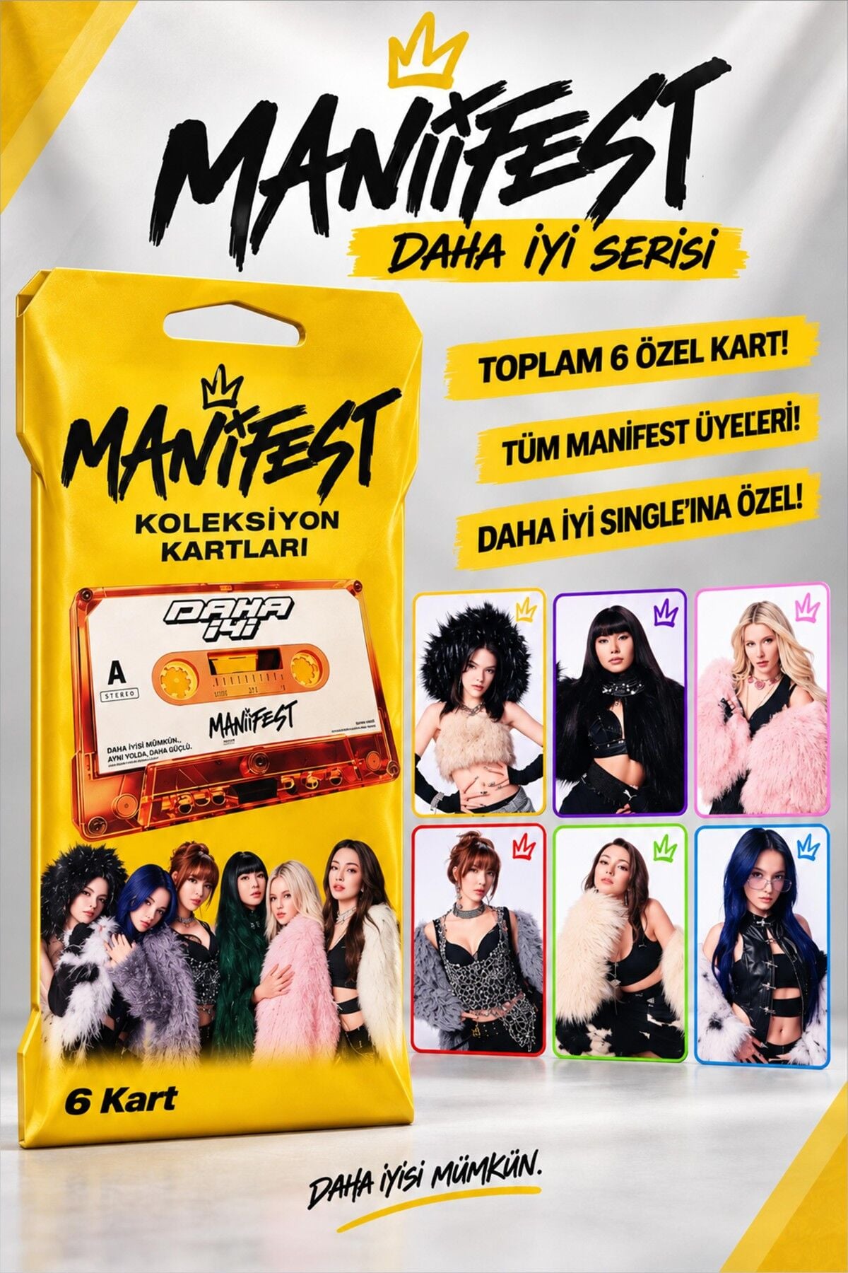 Lisanslı Manifest Toz Pembe Collection 500 ML Tritan Matara ve 6'Lı Toz Pembe Koleksiyon Kart Seti Dekomus Cep Defteri Hediyeli