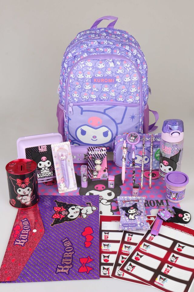 x Dekomus Lisanslı Kuromi ''Magical Buddy'' Okul Ve Kalem Çantası İle Premium Full+Full Kırtasiye Seti