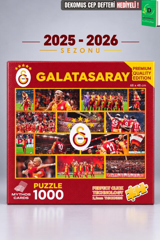 Lisanslı Galatasaray Yeni Sezon 1000 Parça Puzzle Takım ve Dekomus Cep Defteri Seti