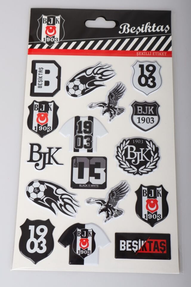 ''DEKOMUS CEP DEFTERİ HEDİYELİ'' LİSANSLI BEŞİKTAŞ 3D ŞEKİLLİ ETİKET/STICKER