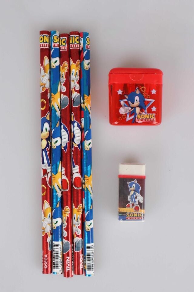 LİSANSLI SONIC 5'Lİ KURŞUN KALEM,SİLGİ VE KALEMTRAŞ SETİ