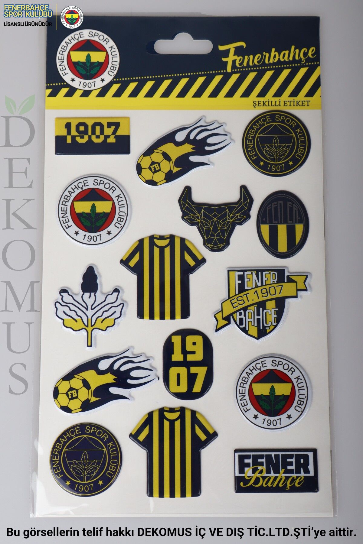 LİSANSLI FENERBAHÇE 3D ŞEKİLLİ ETİKET/STICKER  ''DEKOMUS CEP DEFTERİ HEDİYELİ''