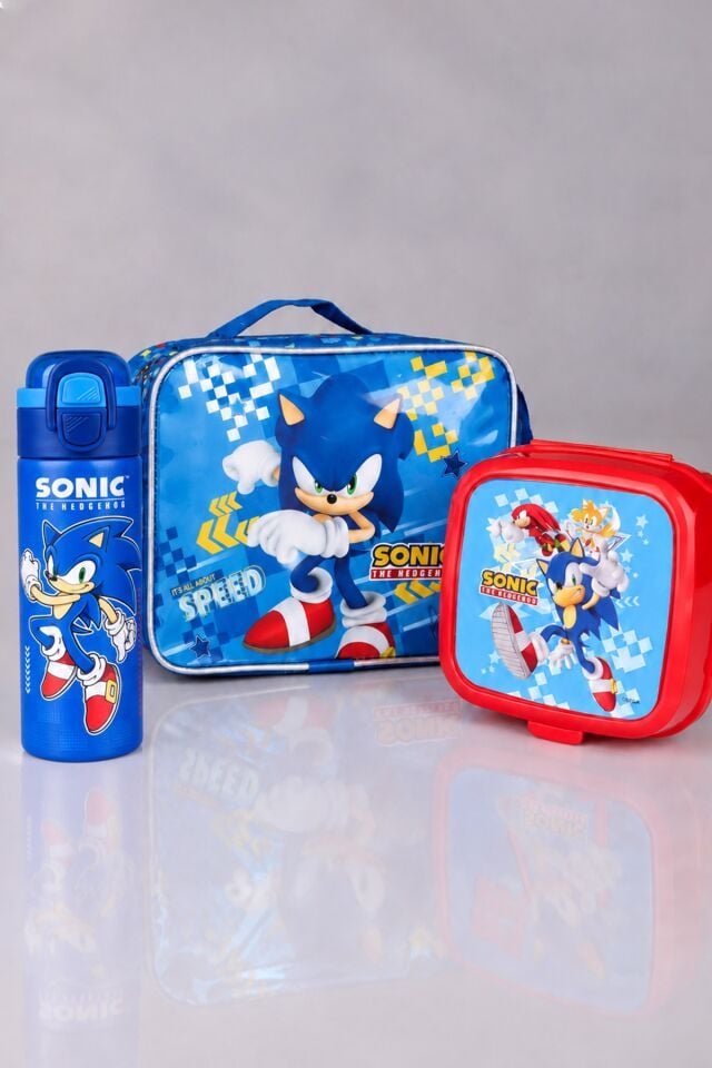 Lisanslı Sonic Beslenme Çantası,Beslenme Kabı ve 500 ML Çelik Matara Seti