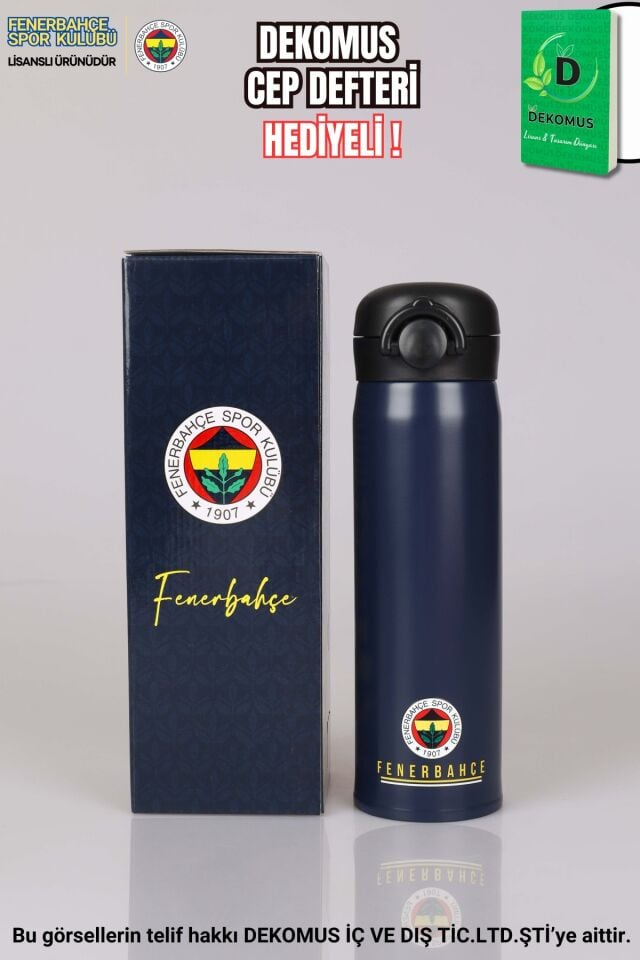 ''DEKOMUS CEP DEFTERİ HEDİYELİ'' LİSANSLI FENERBAHÇE ÇELİK TERMOS 500 ML KİLİTLİ MUG