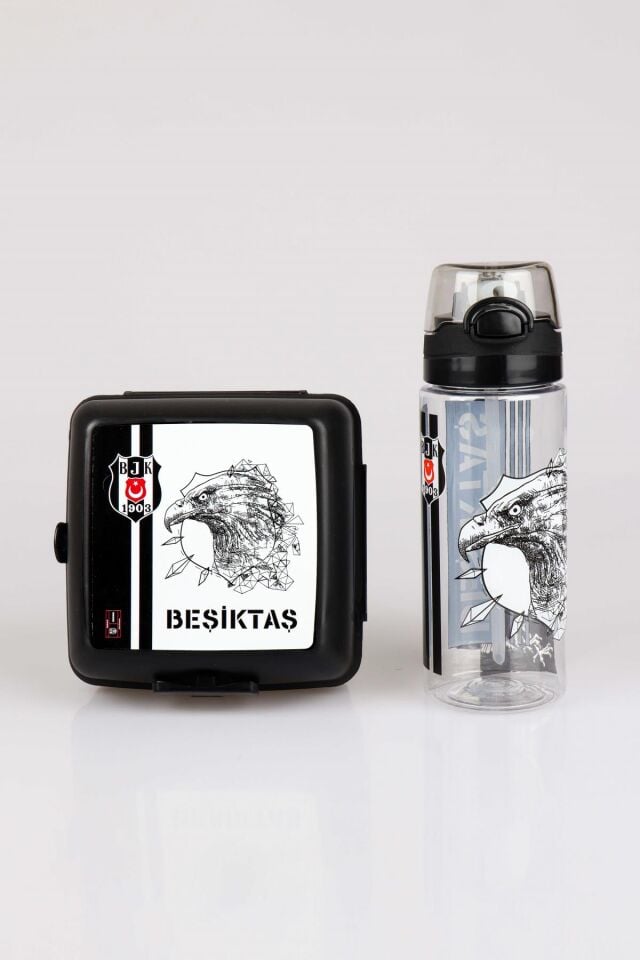 ''DEKOMUS CEP DEFTERİ HEDİYELİ'' YENİ SEZON LİSANSLI BEŞİKTAŞ BESLENME KABI VE 500 ML TRITAN MATARA YEMEK SETİ