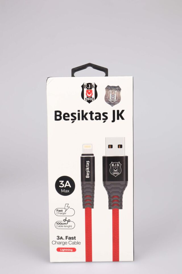 BEŞİKTAŞ ORJINAL LİSANSLI IPHONE Data+Sarj Kablosu KBL-1903 3A Lightning Usb 1m(5x8)*40