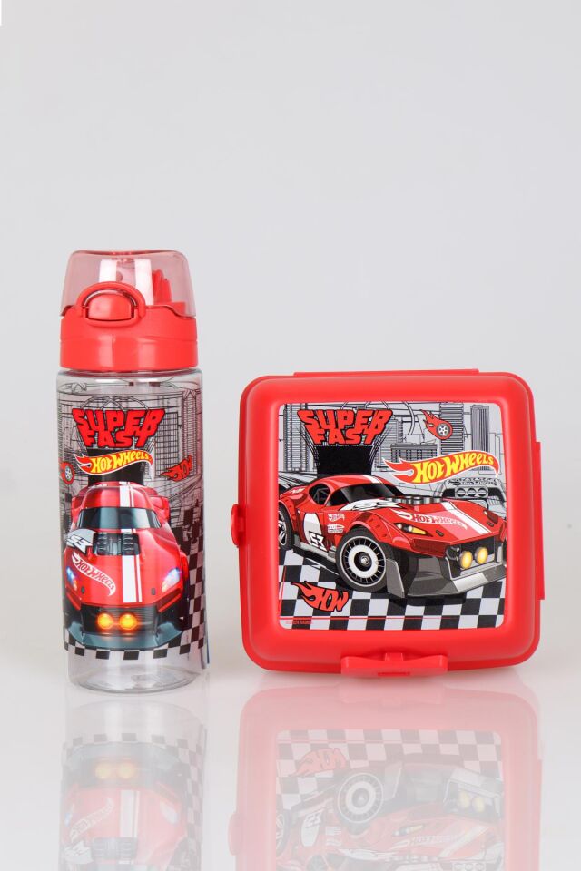 DEKOMUS İLE YENİ SEZON LİSANSLI HOT WHEELS 2 KATLI BESLENME KABI VE 500 ML MATARA SETİ