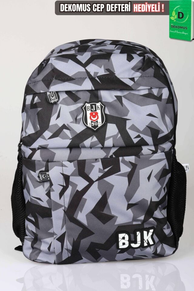 x Dekomus Lisanslı Beşiktaş Kamuflaj Büyük Boy Lise Okul Çantası
