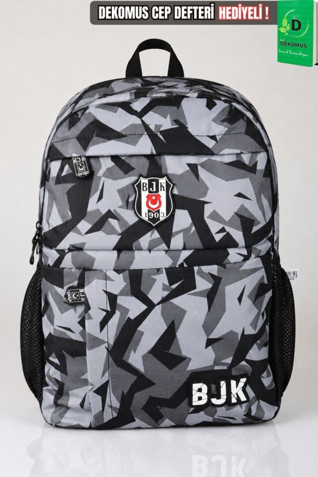x Dekomus Lisanslı Beşiktaş Kamuflaj Büyük Boy Lise Okul Çantası