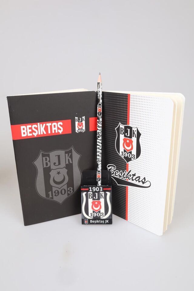 LİSANSLI BEŞİKTAŞ NOKTALI DEFTER,KURŞUN KALEM VE SİLGİ SETİ