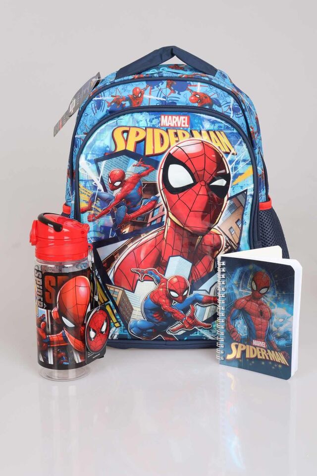 LİSANSLI SPIDERMAN OKUL ÇANTASI , TRITAN MATARA 500 ML ''NOT DEFTERİ HEDİYELİ''