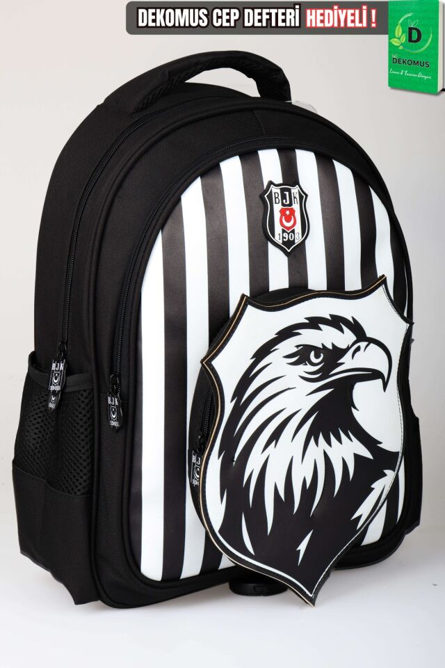 x Dekomus Lisanslı Beşiktaş Özel Tasarım 3D Kartal Büyük Boy Okul Çantası