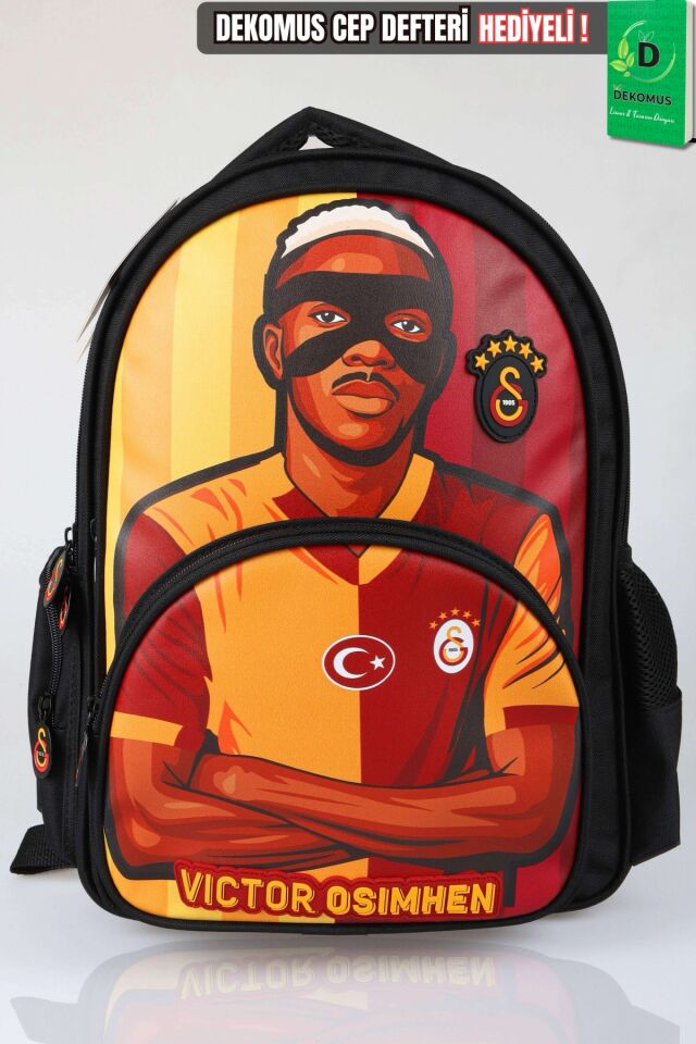 x Dekomus Lisanslı Galatasaray Özel Tasarım Victor Osimhen Büyük Boy Okul Çantası