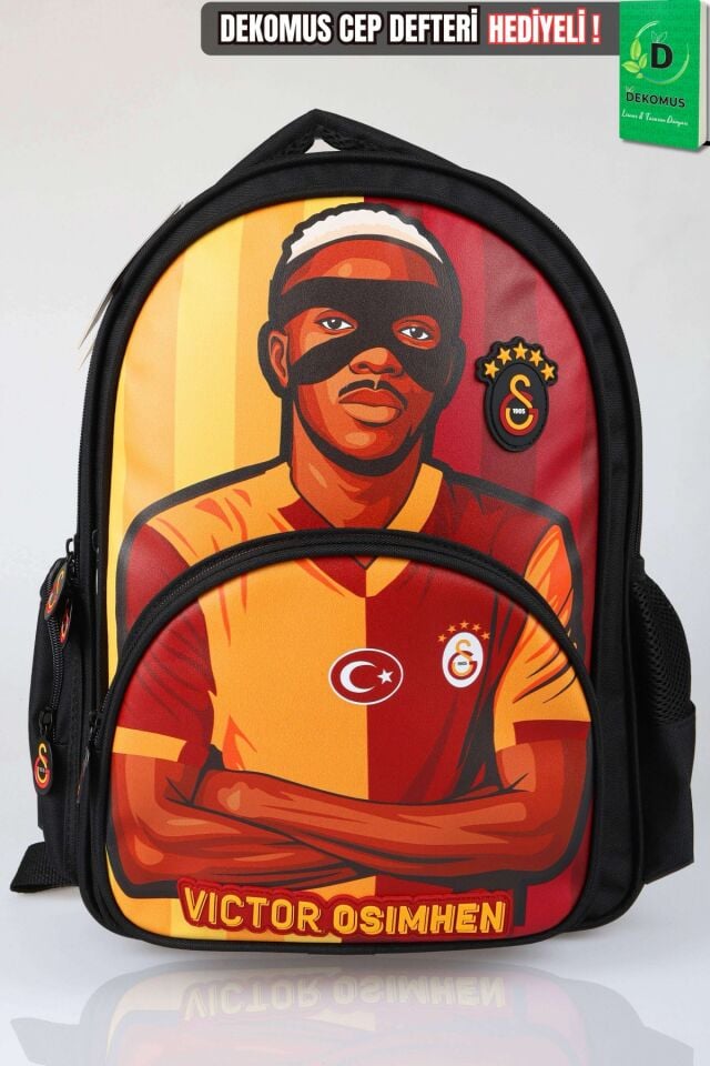 x Dekomus Lisanslı Galatasaray Özel Tasarım Victor Osimhen Büyük Boy Okul Çantası