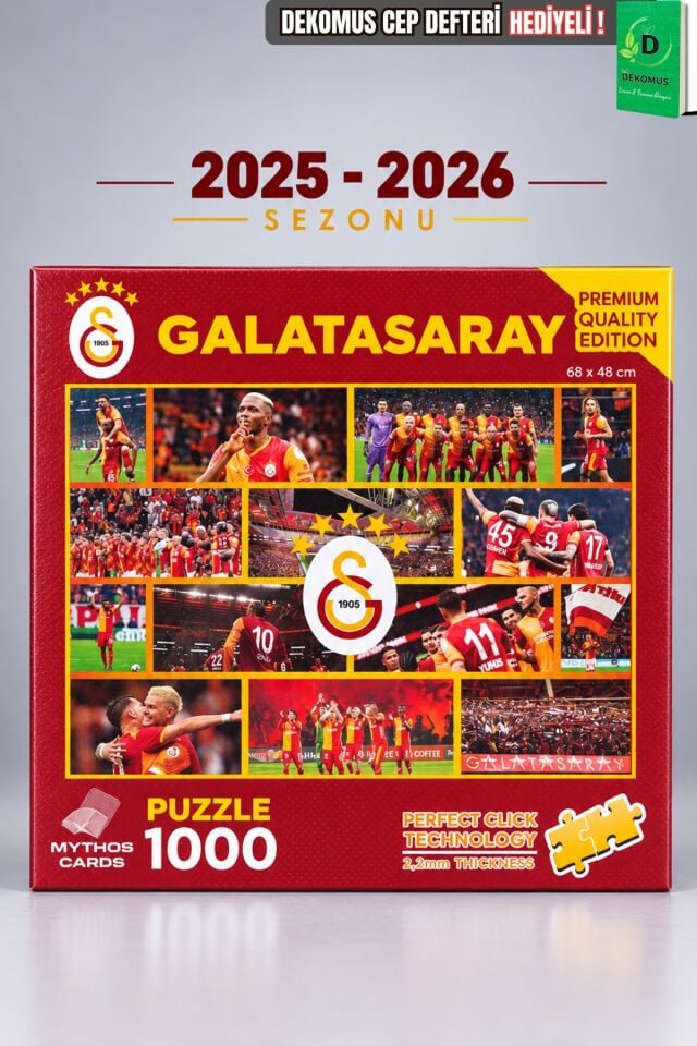Lisanslı Galatasaray Yeni Sezon 1000 Parça Puzzle Takım ve Dekomus Cep Defteri Seti