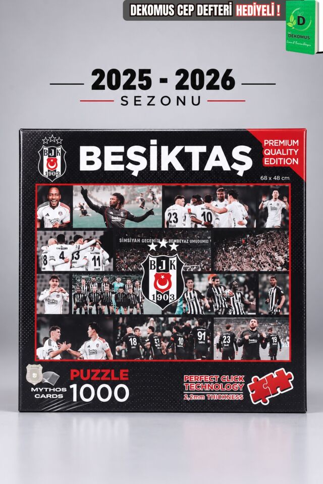 Lisanslı Beşiktaş Yeni Sezon 1000 Parça Puzzle Takım ve Dekomus Cep Defteri Seti
