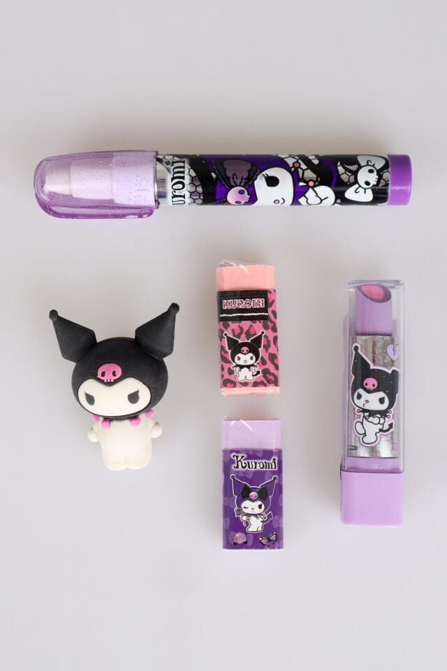 DEKOMUS İLE YENİ SEZON LİSANSLI KUROMI ''FULL'' SİLGİ SETİ 3D SİLGİ,ROKET SİLGİ,RUJ SİLGİ VE 2 ADET MİNİ SİLGİ