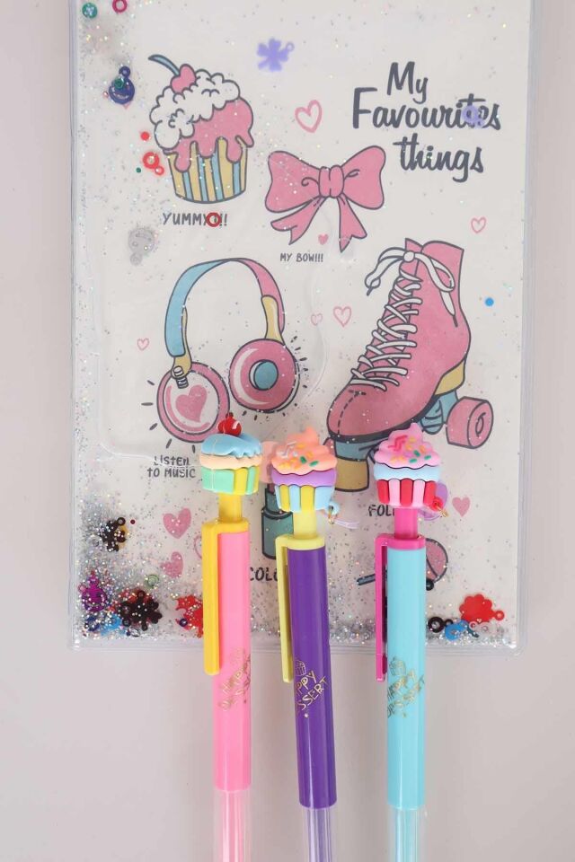 DEKOMUS İLE ÖZEL TASARIM TEKLİ CUPCAKE BAŞLIKLI 0.7 MM VERSATİL UÇLU KALEM