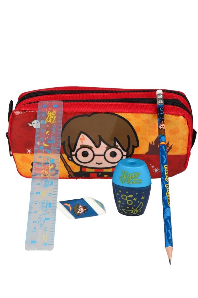 Dekomus,Harry Potter Lisanslı Kalem Çantası,Kurşun Kalem,Cetvel,Silgi ve Kalemtraş Seti