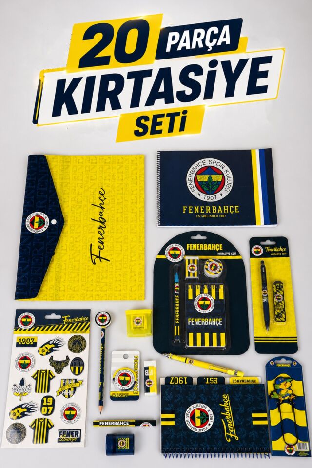 x Dekomus Lisanslı Fenerbahçe 20 Parça Kırtasiye Seti Sticker,Bloknot