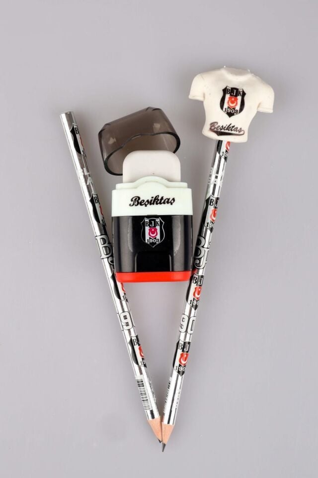 2023 YENİ SEZON LİSANSLI BEŞİKTAŞ 2'Lİ KURŞUN KALEM VE SİLGİLİ KALEMTRAŞ SETİ