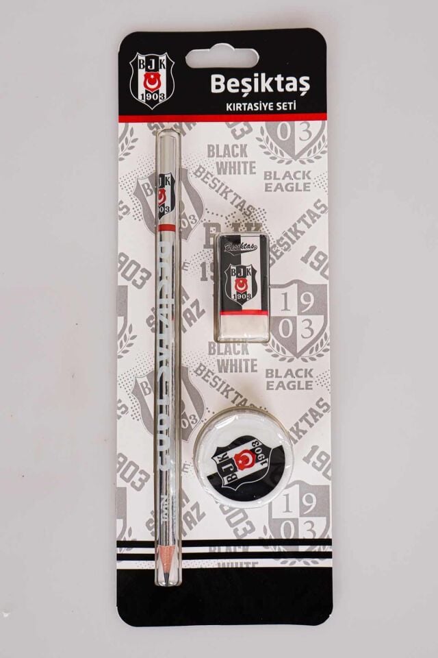 LİSANSLI BEŞİKTAŞ 3'LÜ KIRTASİYE SETİ ''KURŞUN KALEM,SİLGİ VE KALEMTRAŞ ''