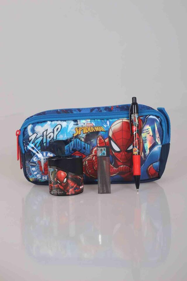 LİSANSLI SPIDERMAN KIRTASİYE SETİ KALEM ÇANTASI,VERSATİL UÇLU KALEM , ÇİFT BIÇAK KALEMTRAŞ , 0,7 MM UÇ