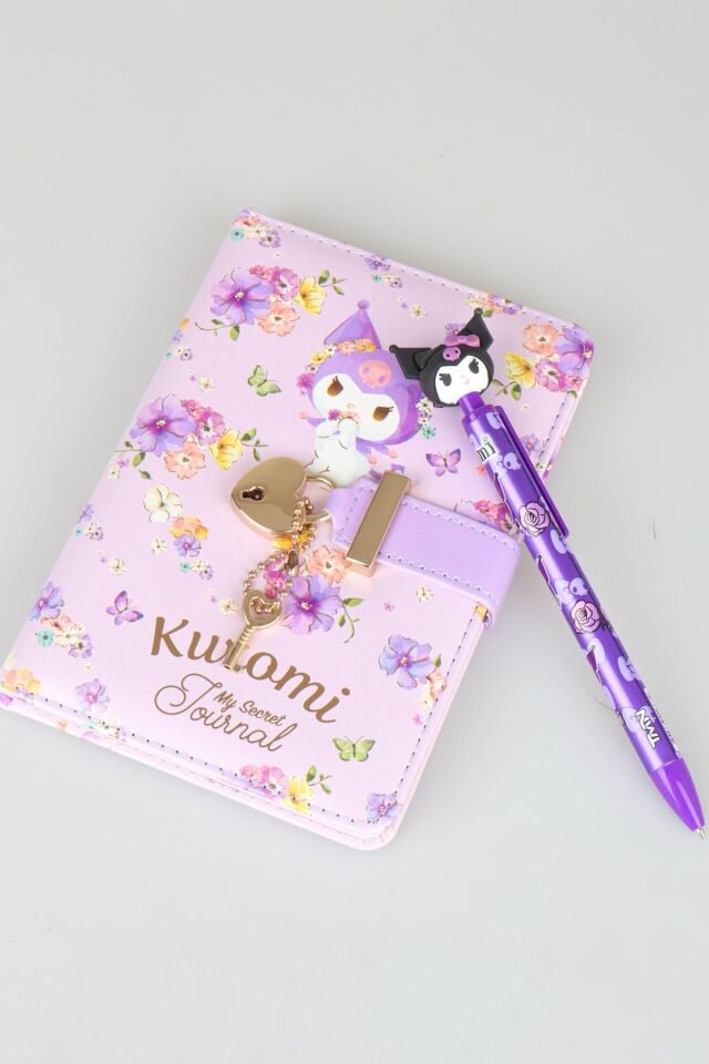 x Dekomus Lisanslı Kuromi Secret Garden Edition Kilitli Hatıra Defteri & 3d Figürlü Uçlu Kalem 0.7 Mm 2'lisi