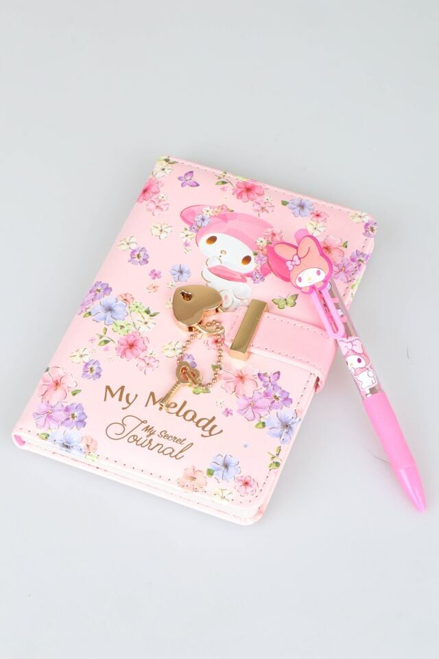 x Dekomus Lisanslı My Melody Dreamy Secret Garden A6 Kilitli Hatıra Defteri & 3d Uçlu Kalem Seti
