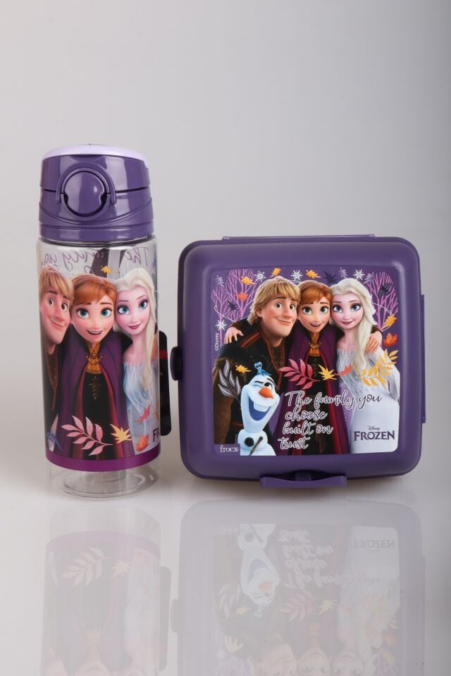 DEKOMUS İLE YENİ SEZON LİSANSLI ELSA FROZEN ''BESLENME KABI VE 500 ML TRITAN MATARA SETİ ''DEKOMUS CEP DEFTERİ HEDİYELİ''