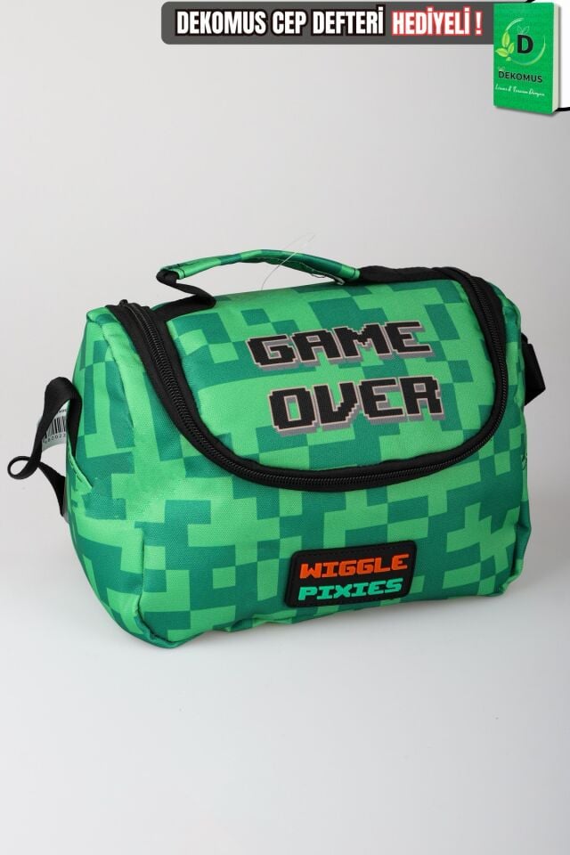 x Dekomus Lisanslı Creeper Piksel Desenli Termoslu Beslenme Çantası