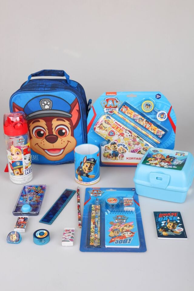 Dekomus,Lisanslı Paw Patrol Beslenme Çantası,Beslenme Kabı,Matara ve Kırtasiye Seti