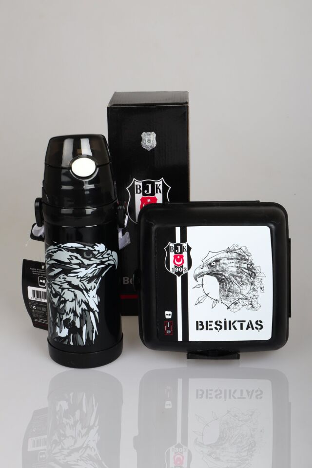''DEKOMUS CEP DEFTERİ HEDİYELİ'' LİSANSLI BEŞİKTAŞ 500 ML ÇELİK MATARA VE BESLENME KABI SETİ EAGLE