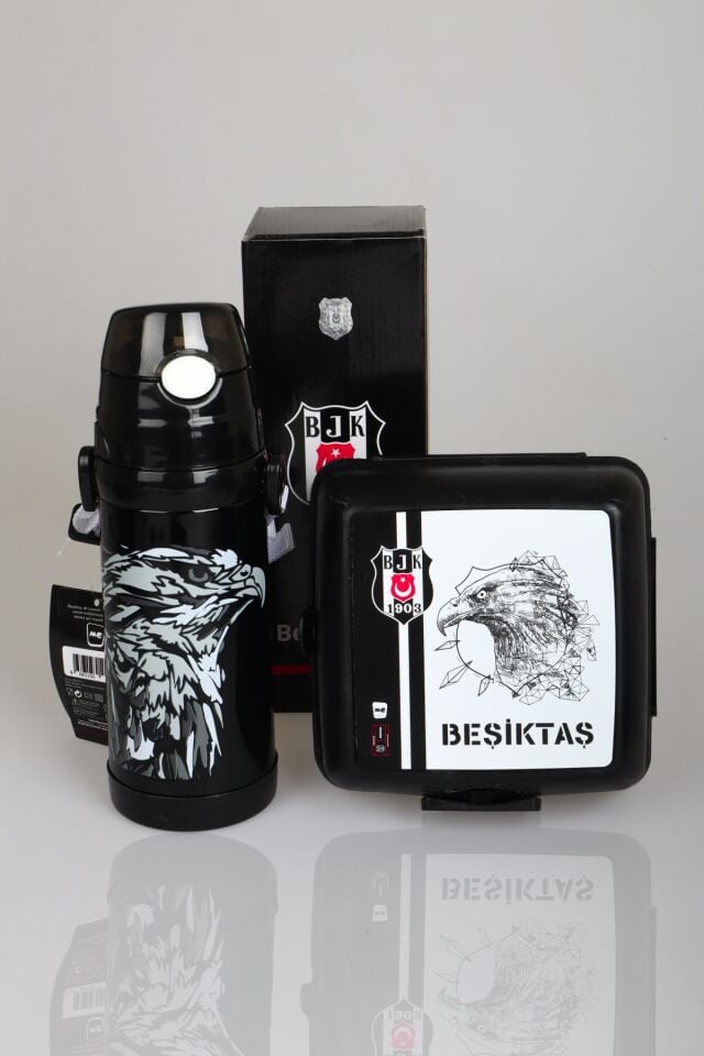 ''DEKOMUS CEP DEFTERİ HEDİYELİ'' LİSANSLI BEŞİKTAŞ 500 ML ÇELİK MATARA VE BESLENME KABI SETİ EAGLE
