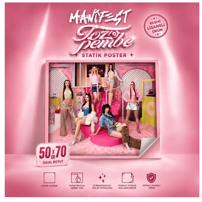x Dekomus Lisanslı Manifest Toz Pembe Statik Poster - 50 x 70 Cm