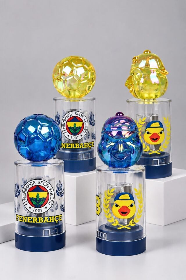 Lisanslı Fenerbahçe Figürlü Yellow & Futbol Topu Kalemtraş Tek Adet Dekomus Cep Defteri Hediyeli