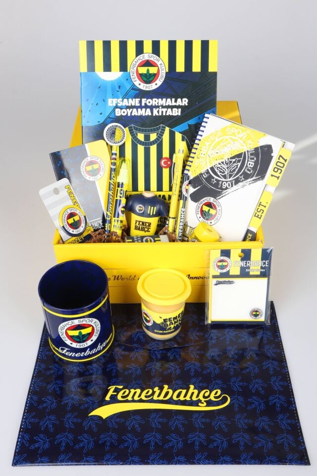 Özel Kutulu Lisanslı Fenerbahçe 16 Parça Kırtasiye Hobi Seti Boyama Kitabı,Oyun Hamuru,Uçlu Kalem,Silgi,Kalemtraş