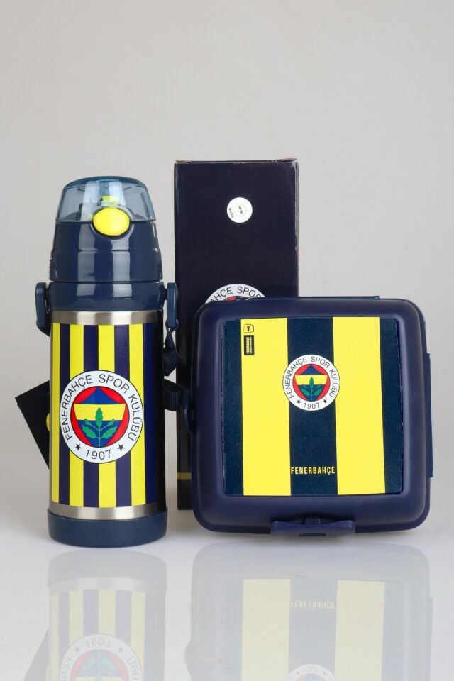 ''DEKOMUS CEP DEFTERİ HEDİYELİ'' LİSANSLI FENERBAHÇE 500 ML ÇELİK MATARA VE BESLENME KABI SETİ 1907