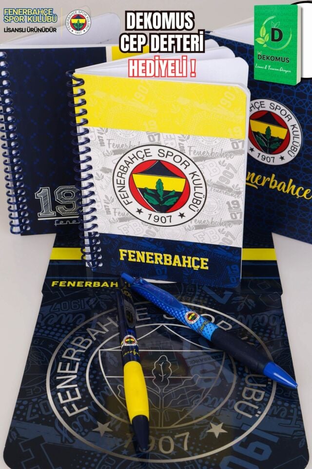 LİSANSLI FENERBAHÇE SERT KAPAK BLOKNOT VE VERSATİL UÇLU KALEM 0.7 MM 2'LİSİ ''DEKOMUS CEP DEFTERİ HEDİYELİ''