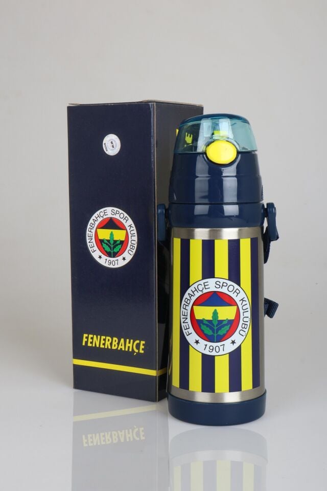 ''DEKOMUS CEP DEFTERİ HEDİYELİ'' LİSANSLI FENERBAHÇE SARI LACİVERT ÇELİK MATARA 500 ML