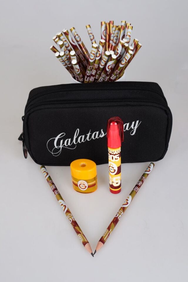 LİSANSLI GALATASARAY KALEM ÇANTASI,2'Lİ KURŞUN KALEM ,ROKET SİLGİ VE KALEMTRAŞ SETİ