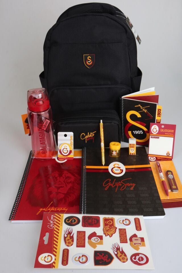 YENİ SEZON LİSANSLI GALATASARAY LİSE FULL KIRTASİYE OKUL SETİ OKUL VE KALEM ÇANTASI,700 ML MATARA,BESLENME KABI SETİ