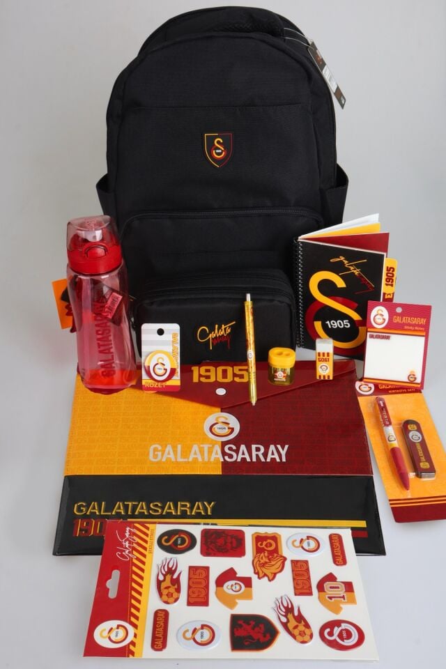 YENİ SEZON LİSANSLI GALATASARAY LİSE FULL KIRTASİYE OKUL SETİ OKUL VE KALEM ÇANTASI,700 ML MATARA SETİ