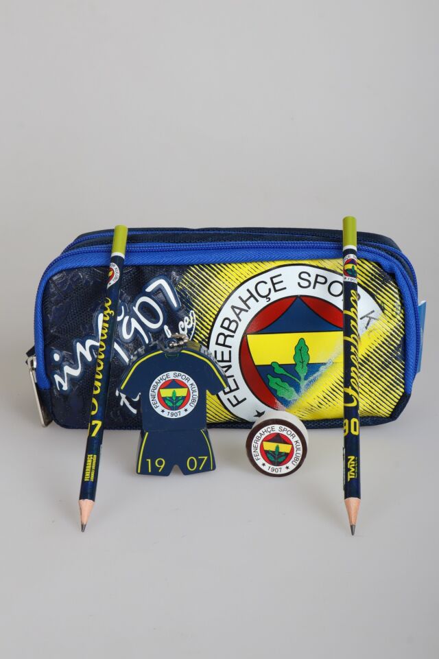 LİSANSLI FENERBAHÇE KALEM ÇANTASI,2'Lİ KURŞUN KALEM,SİLGİ VE ÇİFT BIÇAKLI KALEMTRAŞ SETİ