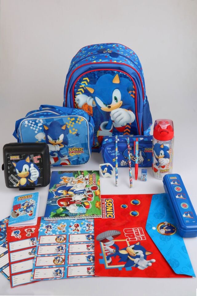 x Dekomus ''Speed Force Collection'' Lisanslı Sonic Kırtasiye Seti Okul,Kalem ve Beslenme Çantası,Matara,Beslenme Kabı