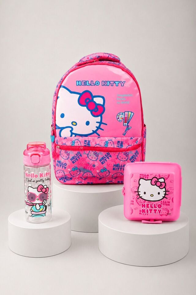 x Dekomus ''Love Shine Collection'' Hello Kitty Lisanslı Ortopedik İlkokul Çantası,Matara Ve Beslenme Kabı Seti
