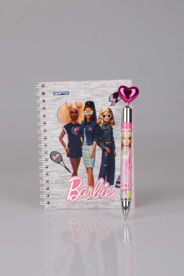 LİSANSLI BARBIE ÇİZGİLİ NOT DEFTERİ VE KALP BAŞLIKLI UÇLU KALEM 0.7 MM 2'LİSİ