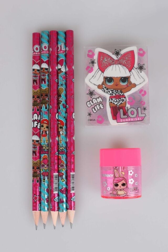 LİSANSLI L.O.L. SURPRISE 5 ADET KURŞUN KALEM,1 ADET KALEMTRAŞ VE 1 ADET SİLGİ SETİ