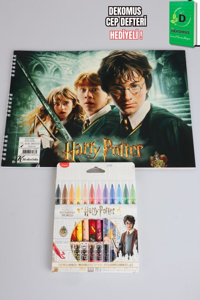 Maped x Dekomus Lisanslı Harry Potter 12'li Keçeli Kalem Ve Büyük Boy Resim Defteri Seti Magic School Collection