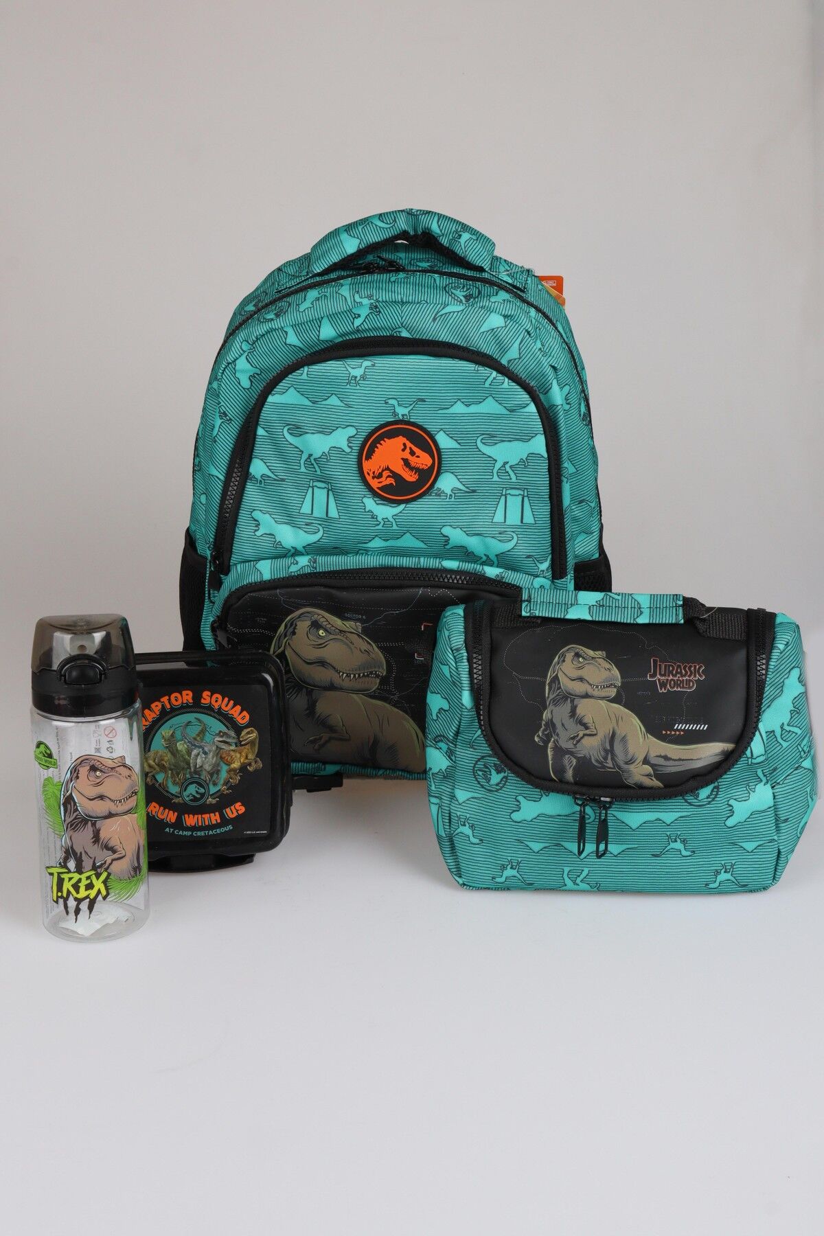 x Dekomus ''T-Rex Force Collection'' Jurassıc World Lisanslı Okul ve Beslenme Çantası,Matara,Beslenme Kabı Seti